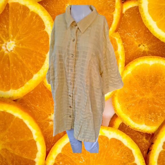 Liz & Me Yellow Button Up 100% Cotton Blouse Size‎ 4X - Picture 8 of 8